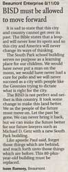Letter to the Editor - by Isom Ramsey 8/11/09
