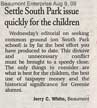 Letter to the Editor - by Jerry C White 8/9/09 (opinion letter referred to can be found on the Ruling page under Demo Phase section)